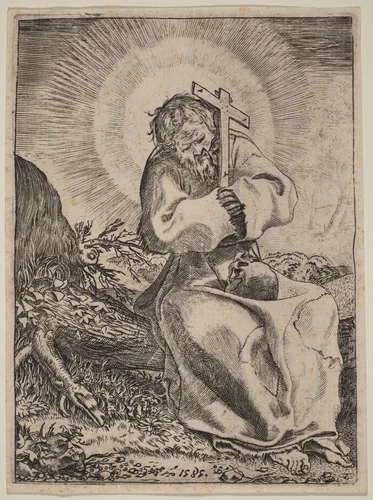 Saint Francis of Assisi by Annibale Carracci, print, 1585