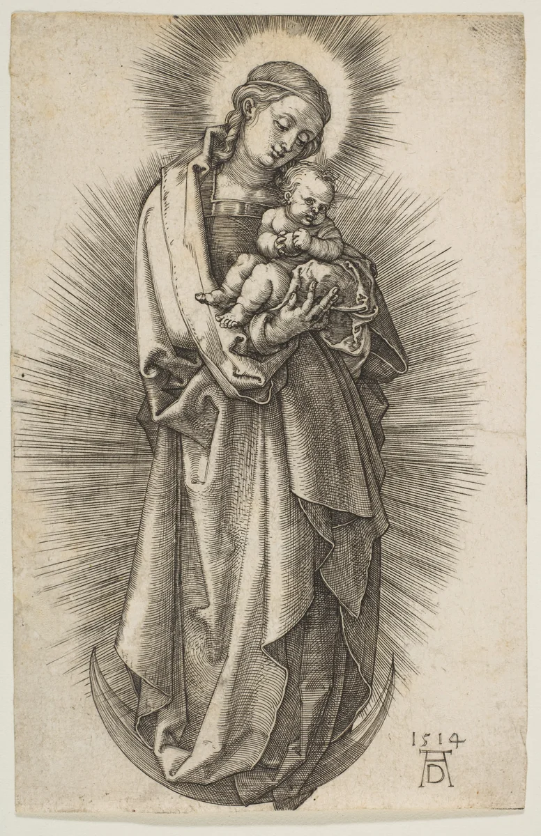 Virgin and Child on the Crescent with a Diadem by Albrecht Dürer, print, 1514
