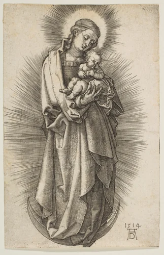 Virgin and Child on the Crescent with a Diadem by Albrecht Dürer, print, 1514