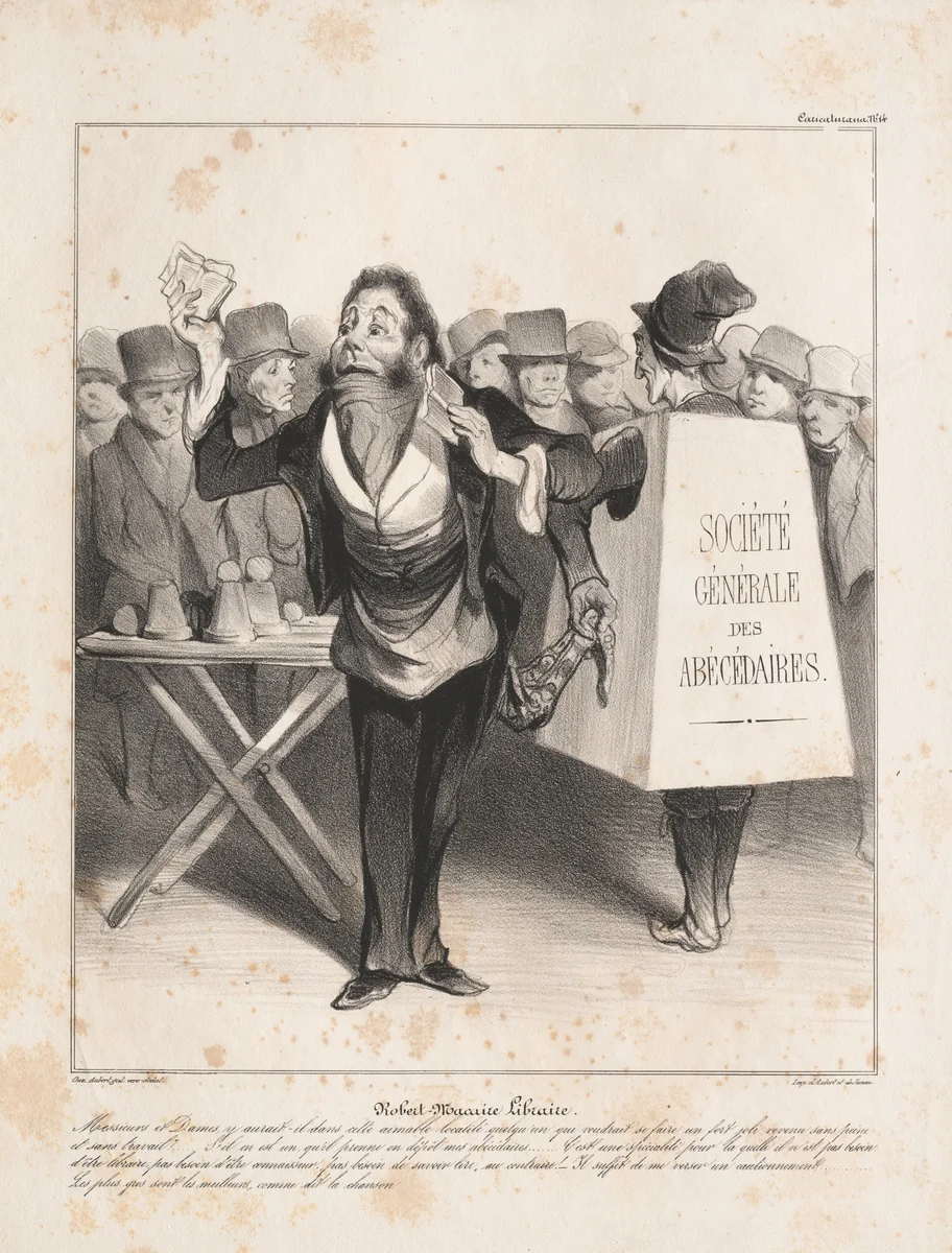 Robert Macaire Bookseller by Honoré Daumier, print, 1836