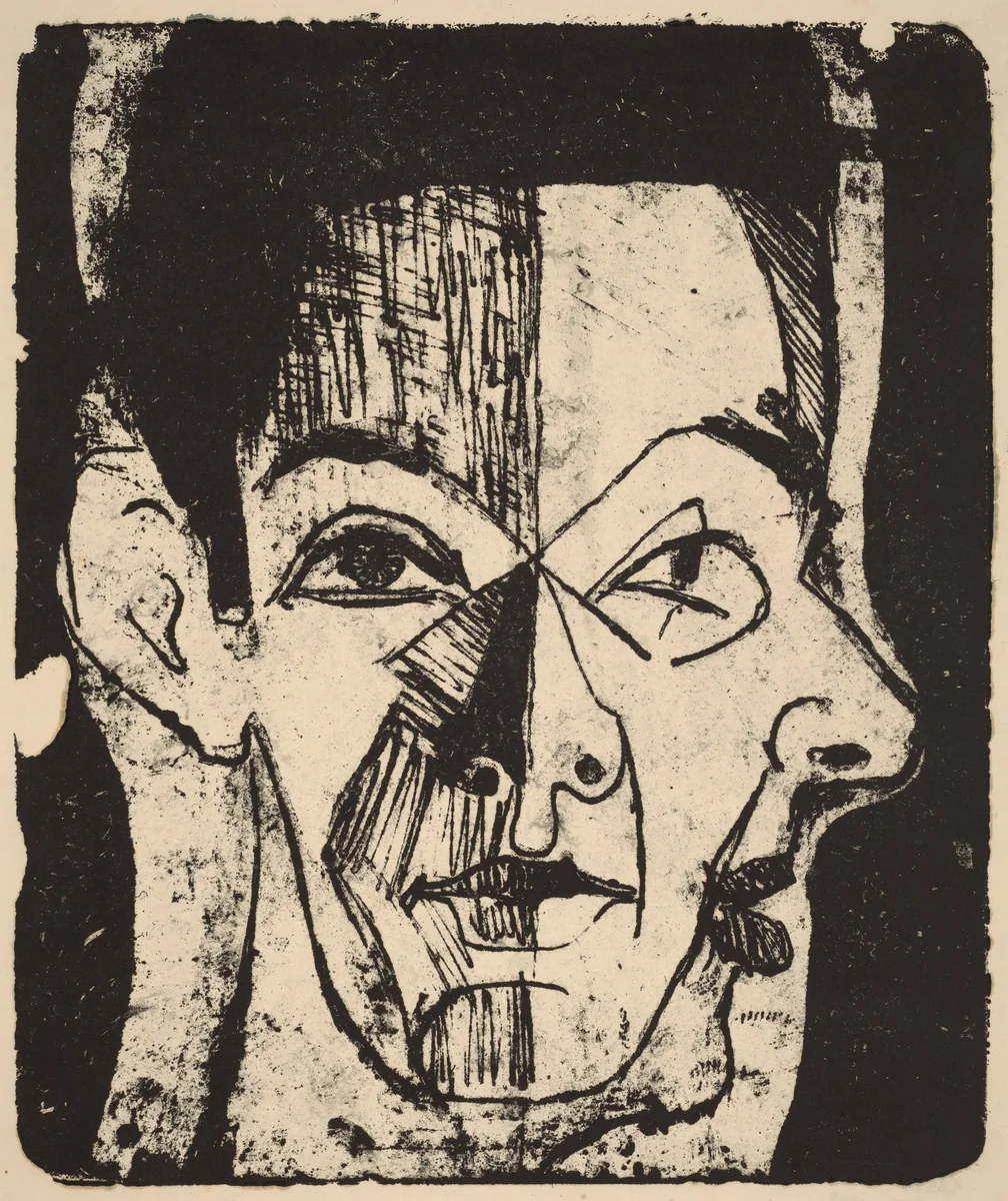 Head Study (Kopfstudie) by Ernst Ludwig Kirchner, print, 1924