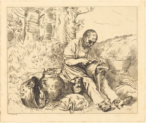 The Tinker (Le retameur) by Felix Régamey; Alphonse Legros, print, 1844-1907