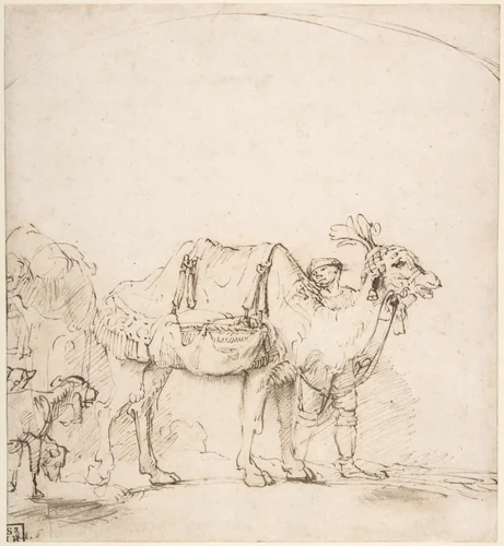 Man Leading a Camel by Rembrandt van Rijn, drawing, 1650-1669
