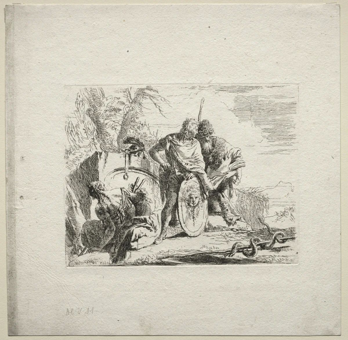 Various Caprices: The Young Soldier and the Astrologer by Giovanni Battista Tiepolo, print, 1730-1755