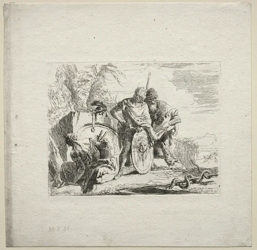 Various Caprices: The Young Soldier and the Astrologer by Giovanni Battista Tiepolo, print, 1730-1755