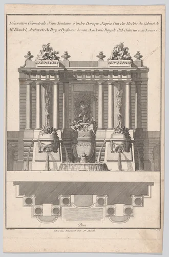 Fountain Design by Jacques François Blondel, print