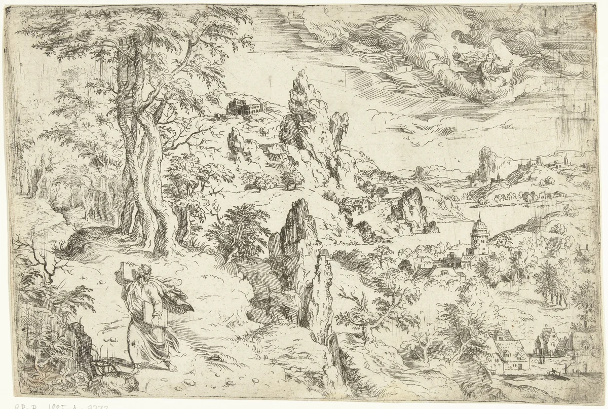 Mozes met de stenen tafelen der wet by Unknown, print, 1555-1600