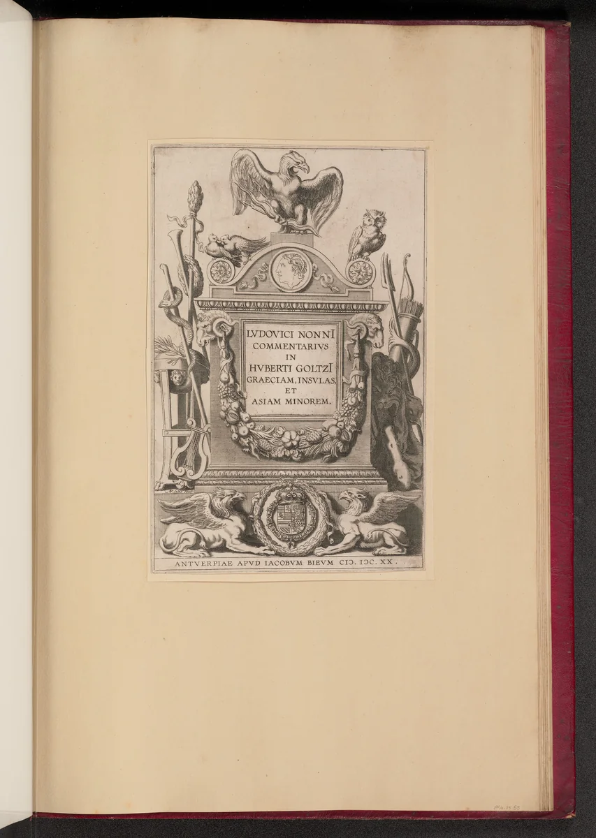 Title Page for Ludovicus Nonnius, Commentarius in Huberti Goltzi Graeciam, Insulas, et Asiam Minorem by Michel Lasne
Sir Peter Paul Rubens, print, 1620