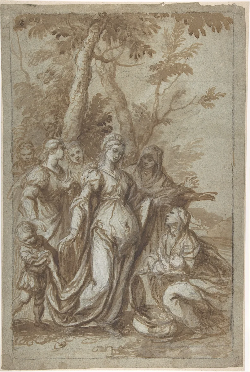 The Finding of Moses by Giovanni Stefano Danedi, drawing, 1666-1676