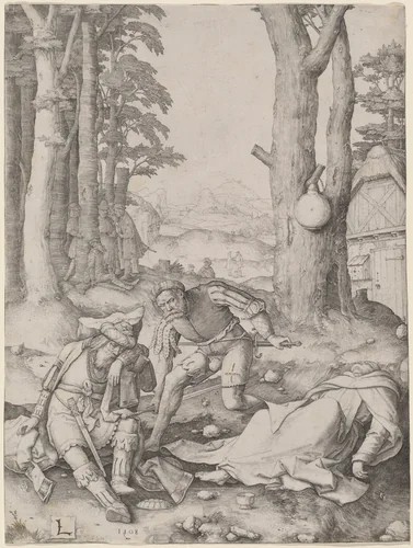 Mahomet and the Monk Sergius by Lucas van Leyden, print, 1508