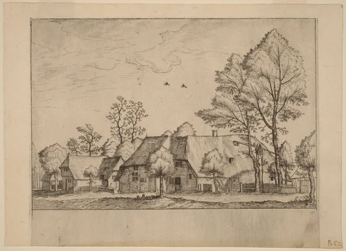 Large Farm with Draw Well by Johannes van Doetechum; Lucas van Doetechum; Master of the Small Landscapes, print, 1559-1561