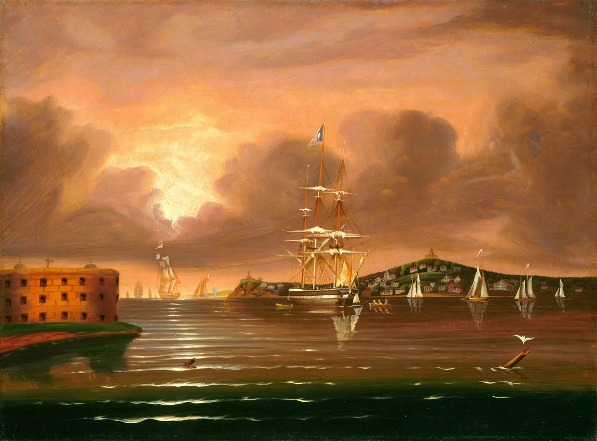 Threatening Sky, Bay of New York by Thomas Chambers, painting, 1825-1874