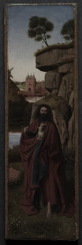 Saint John the Baptist in a Landscape by Petrus Christus, painting, 1440-1450