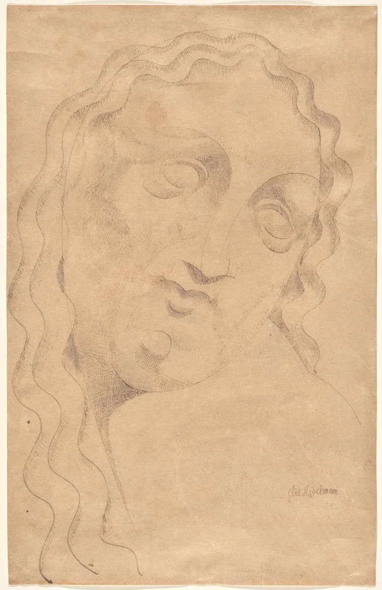 Head of a Woman by Elie Nadelman, drawing, 1904
