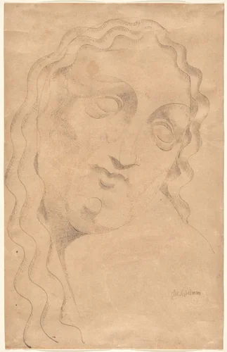 Head of a Woman by Elie Nadelman, drawing, 1904