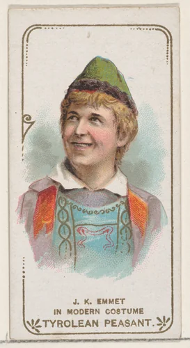 J. K. Emmet in the Modern Costume of a Tyrolean Peasant, from the set Actors and Actresses, First Series (N70) for Duke brand cigarettes by W. Duke, Sons & Co., print, 1888-1889