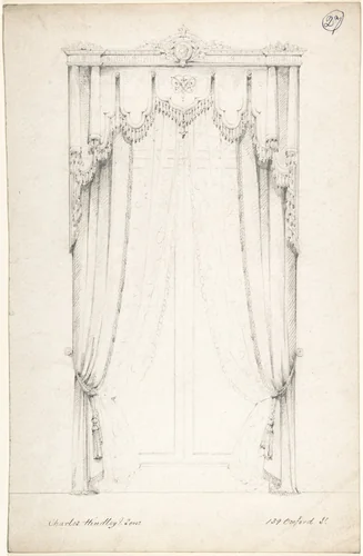 Design for Curtains by Charles Hindley and Sons, drawing, 1841-1884