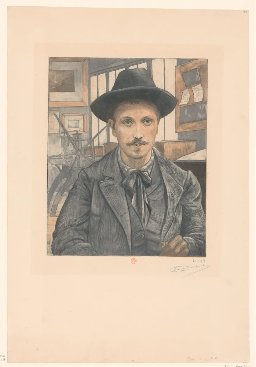 Zelfportret van Eugène Delâtre by Eugène Delâtre, print, 1894