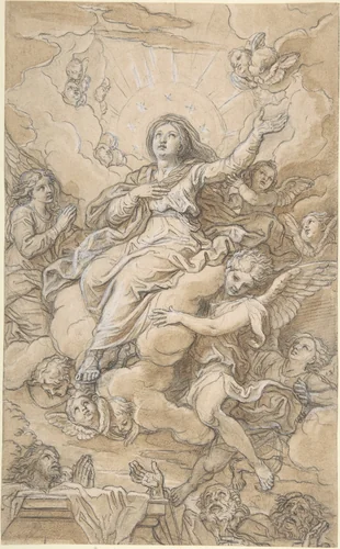 The Assumption of the Virgin by Michel Corneille, drawing, 1650-1710
