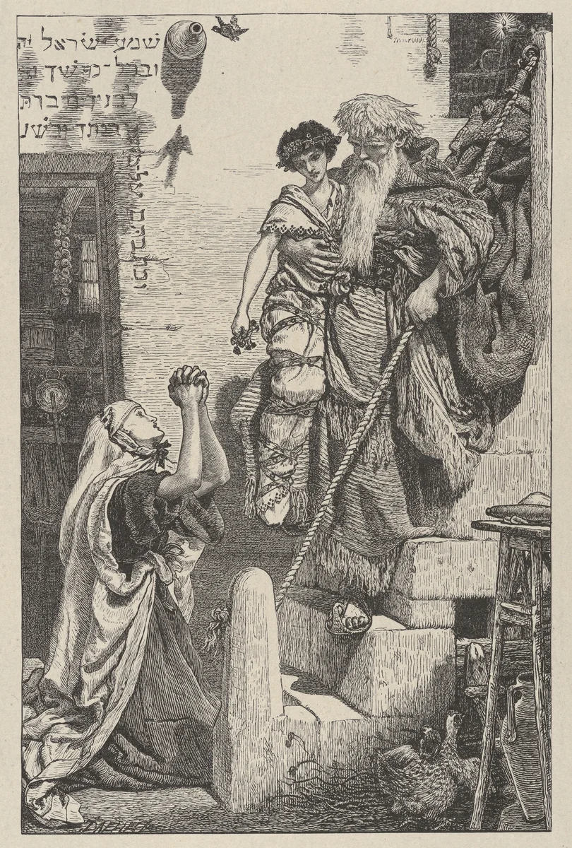 Elijah and the Widow's Son, from "Dalziels' Bible Gallery" by Ford Madox Brown, print, 1865-1881