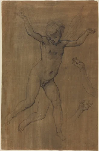 An Angel in Flight by Jacopo da Empoli, drawing, 1594