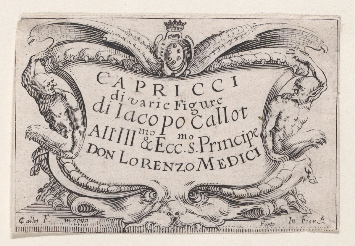 Copy of Frontispiece, from "Les Caprices" Series A, The Florence Set by anonymous, print, 1620-1700