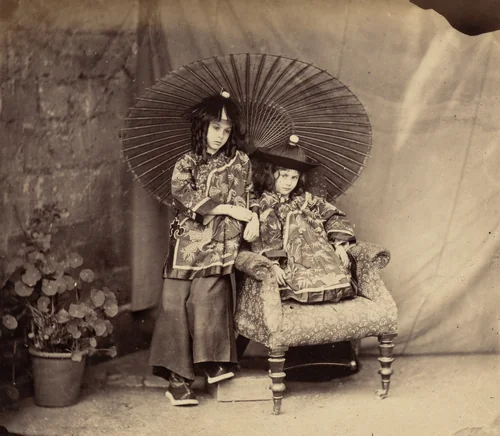Lorina and Alice Liddell in Chinese Dress by Charles Dodgson, photograph, 1860