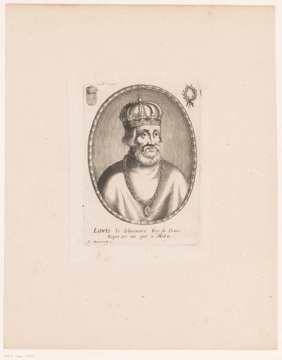 Portret van Lodewijk de Vrome van Frankrijk by anonymous, print, 1610-1668