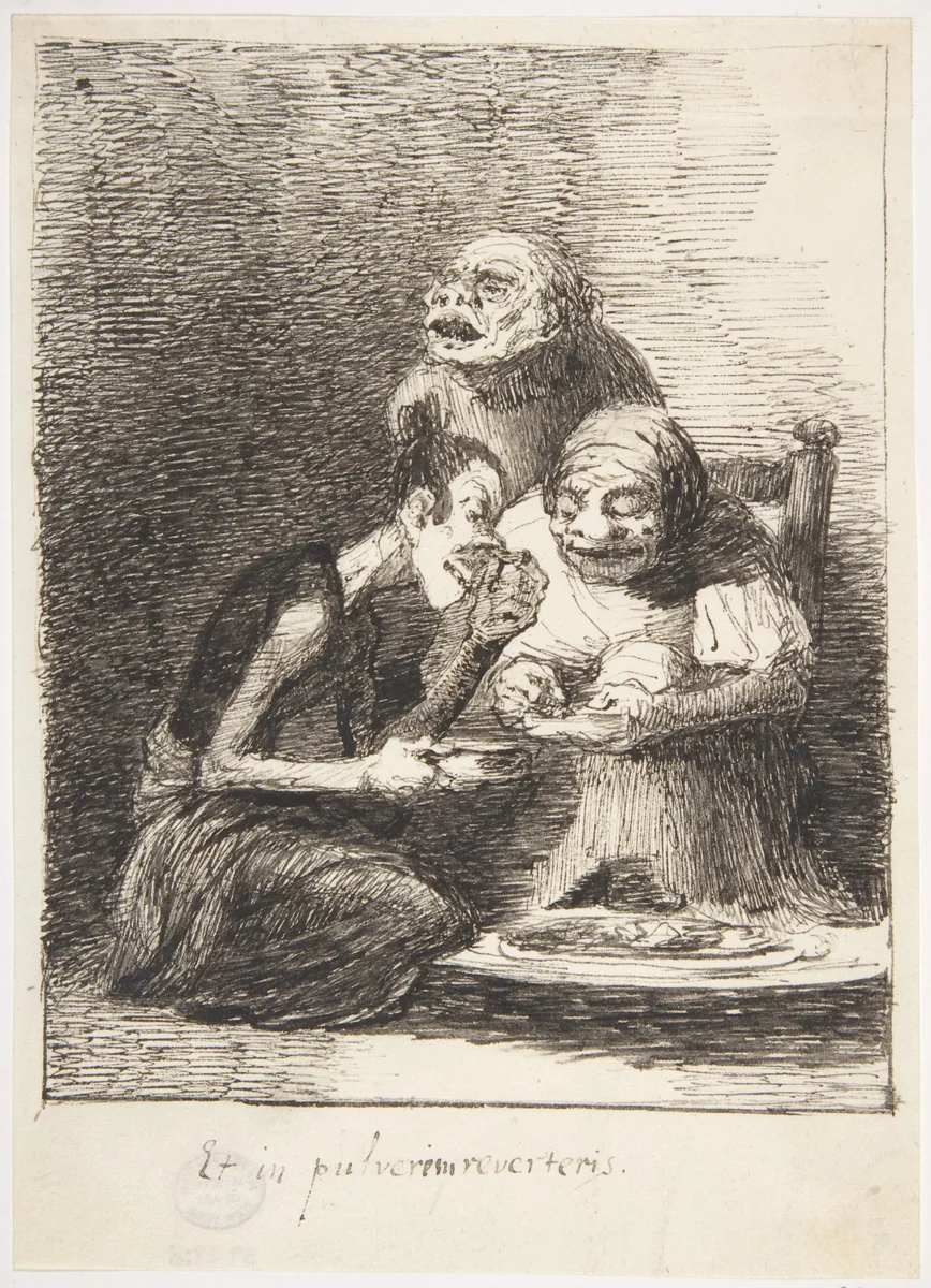 Dust to Dust (Et in pulverem reverteris) by Leonardo Alenza, drawing, 1807-1845