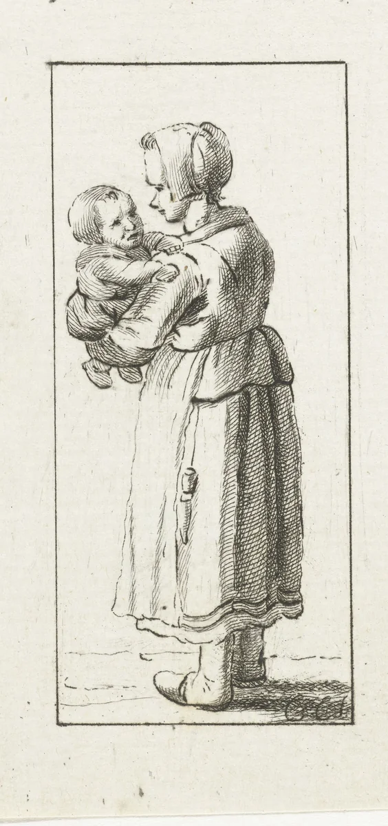 Moeder met kind by Pieter de Mare, print, 1779-1796