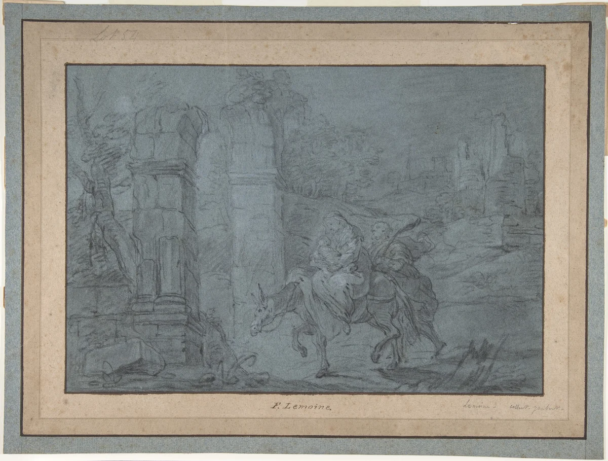 The Flight into Egypt by François Le Moyne, drawing, 1700-1737