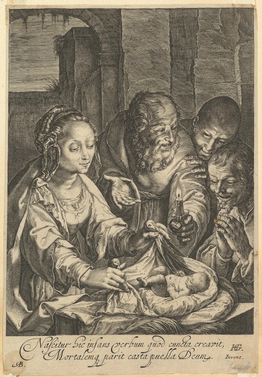 The Adoration of the Shepherds by Abraham Blooteling, print, 1650-1690