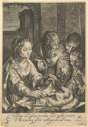 The Adoration of the Shepherds by Abraham Blooteling, print, 1650-1690