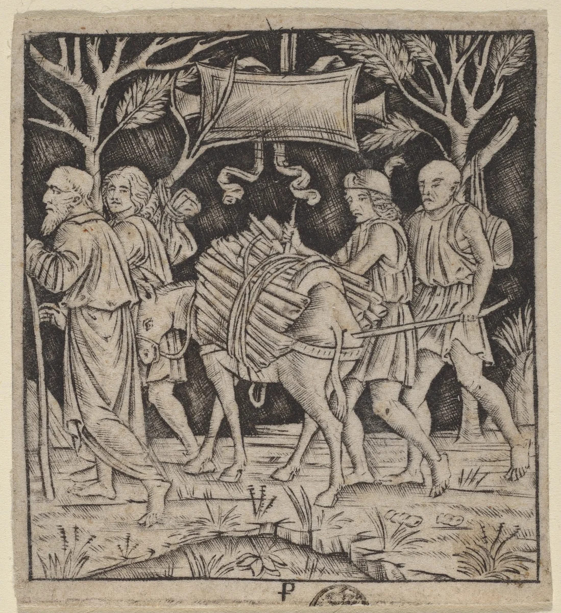 Abraham and Isaac on Their Way to Mount Moriah by Peregrino da Cesena, print, 1490-1510