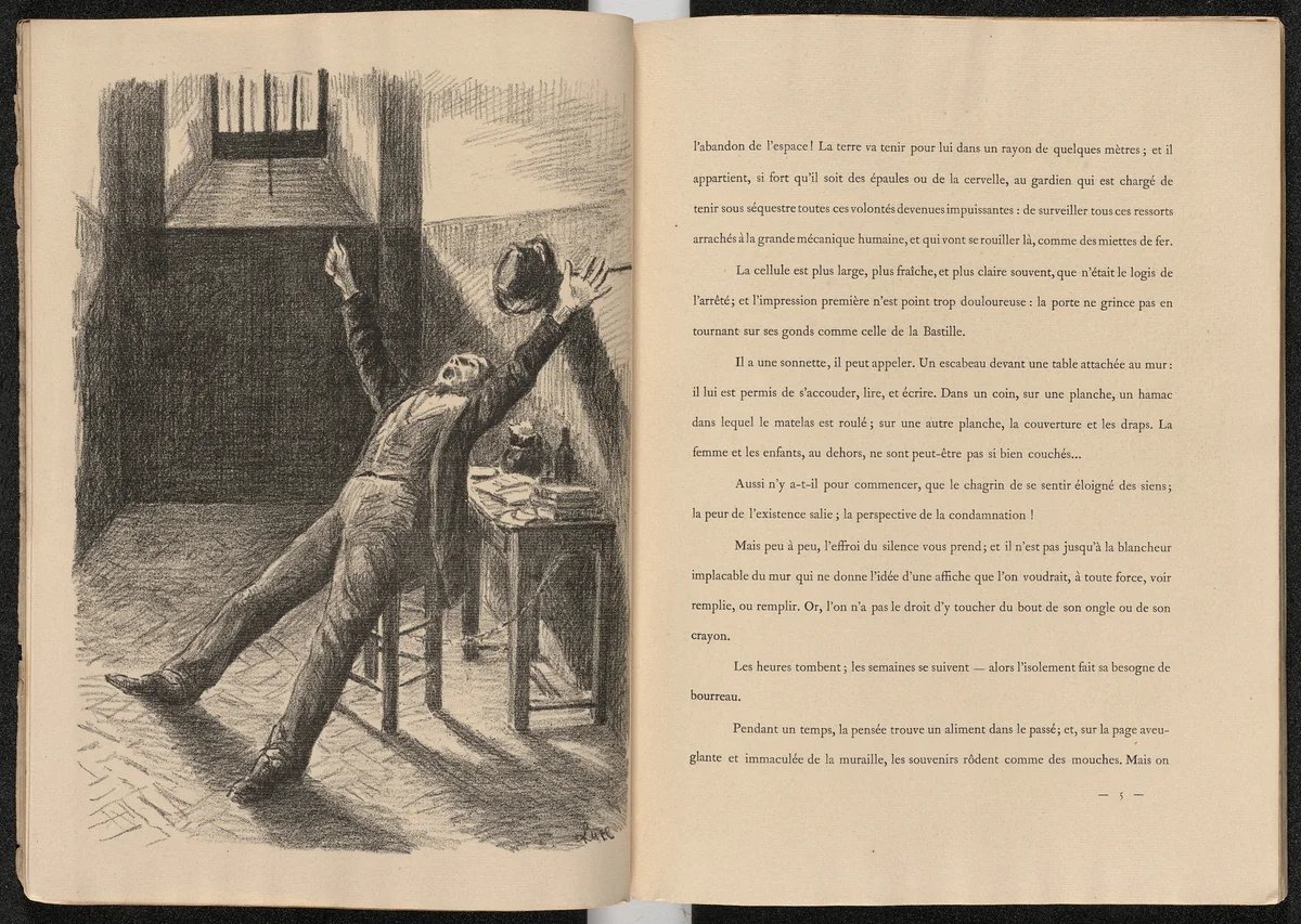 Plate (facing page 5) from Mazas by Maximilien Luce, illustrated book, 1894