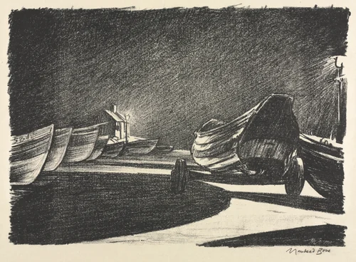 Night at Filey, East Riding, Yorkshire, England by Muirhead Bone, print