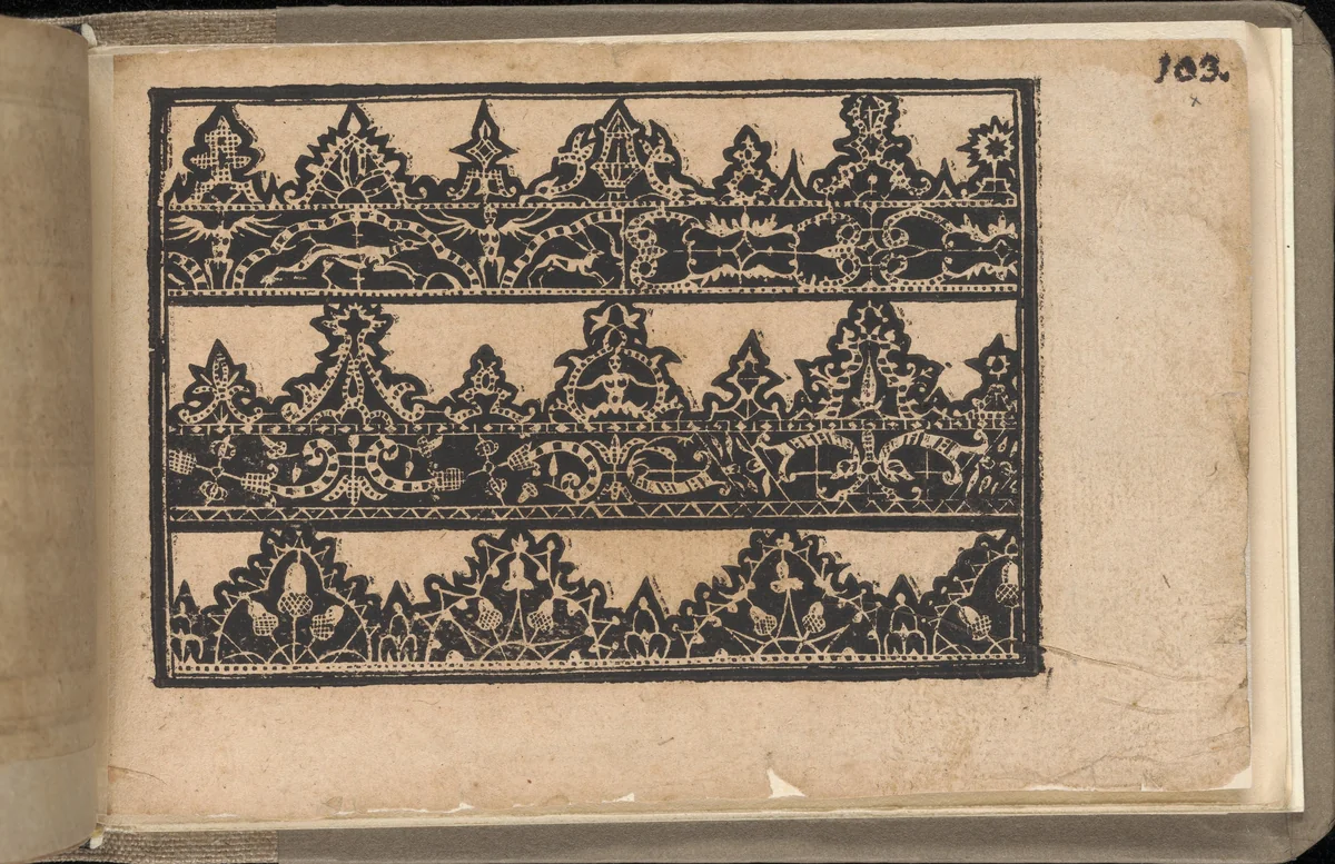 Schön newes Modelbuch (Page 95r) by Sigismundus Latomus, book, 1608