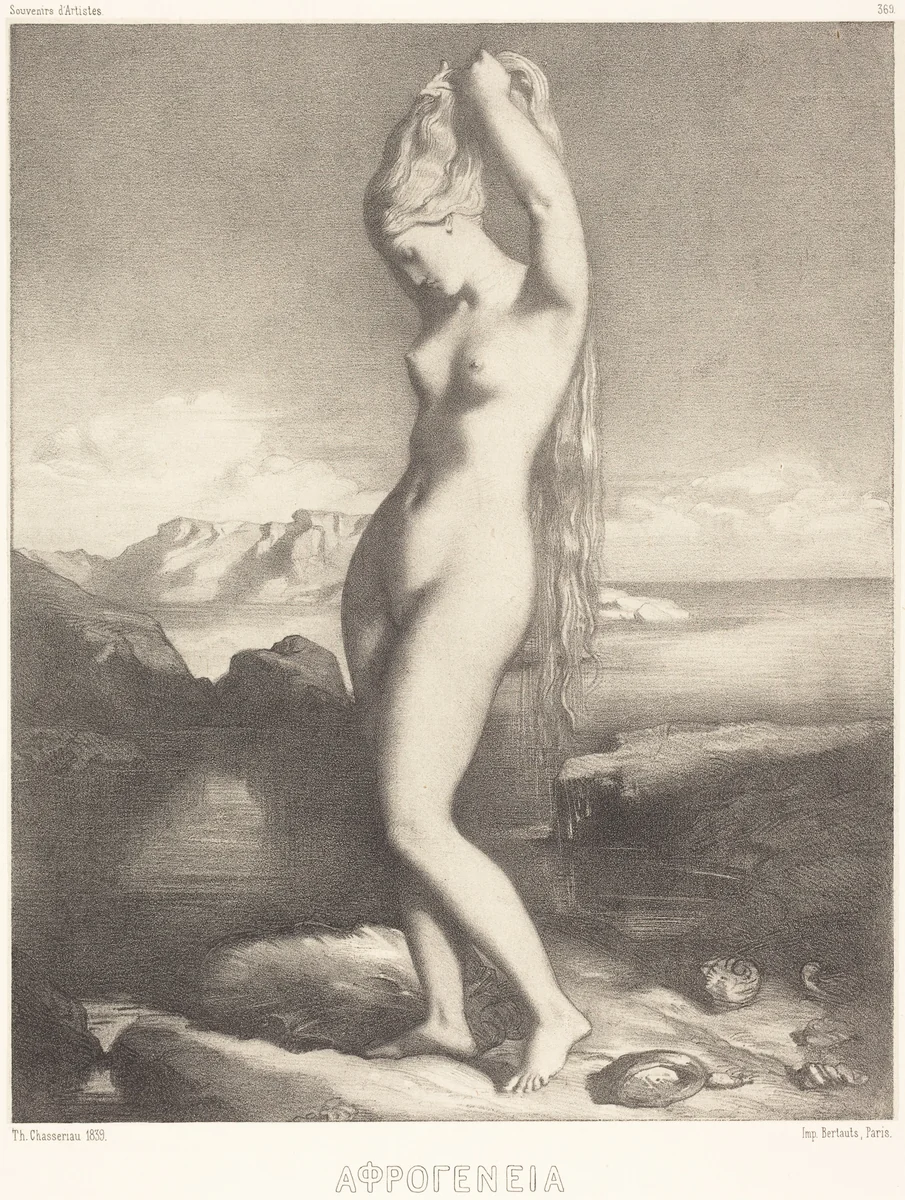 Venus Anadyomene by Théodore Chassériau, print, 1841-1842