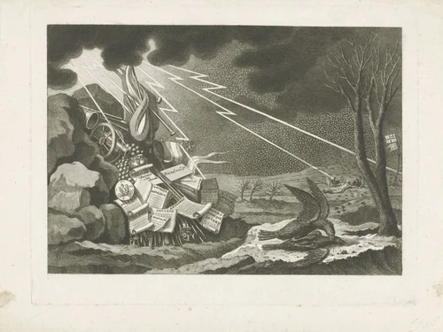 Allegorie op de val van het Franse bewind by Noach van der Meer, print, 1813-1815