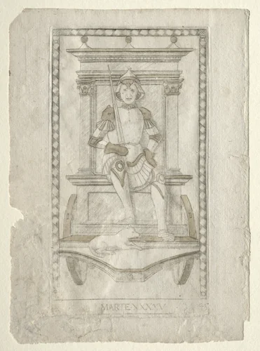 Mars (from the Tarocchi, series A: Firmaments of the Universe, #45) by Master of the E-Series Tarocchi, print, 1457-1467