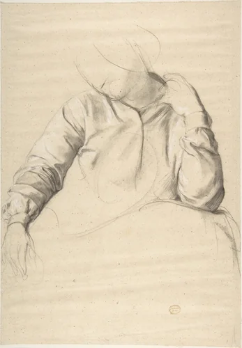 Study of a Woman Seated by Romain Cazes, drawing, 1828-1881