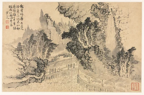 Landscapes in Various Styles after Old Masters by Mei Qing, painting, 1690