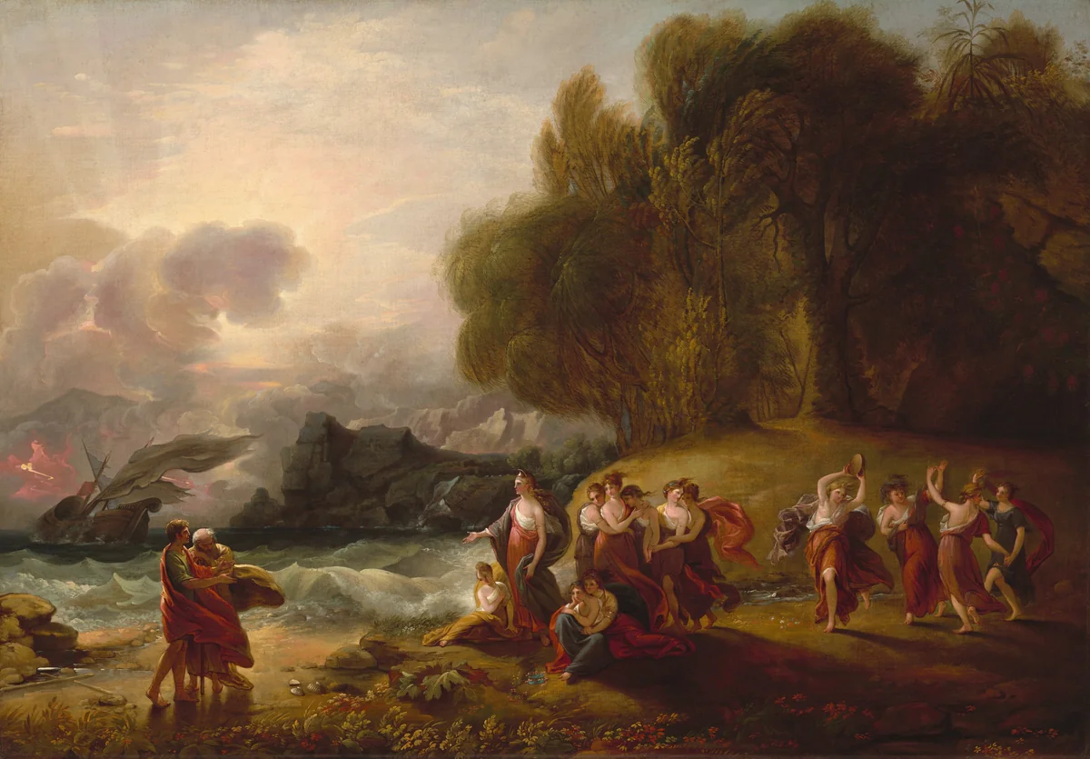 Telemachus and Calypso by Benjamin West, painting, 1809