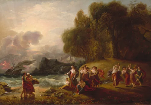 Telemachus and Calypso by Benjamin West, painting, 1809