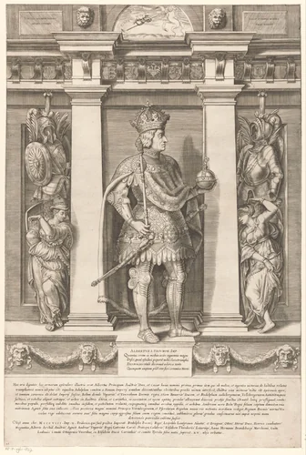 Portret van Albrecht I van Habsburg, Rooms-Duits koning by Gaspare Oselli, print, 1569