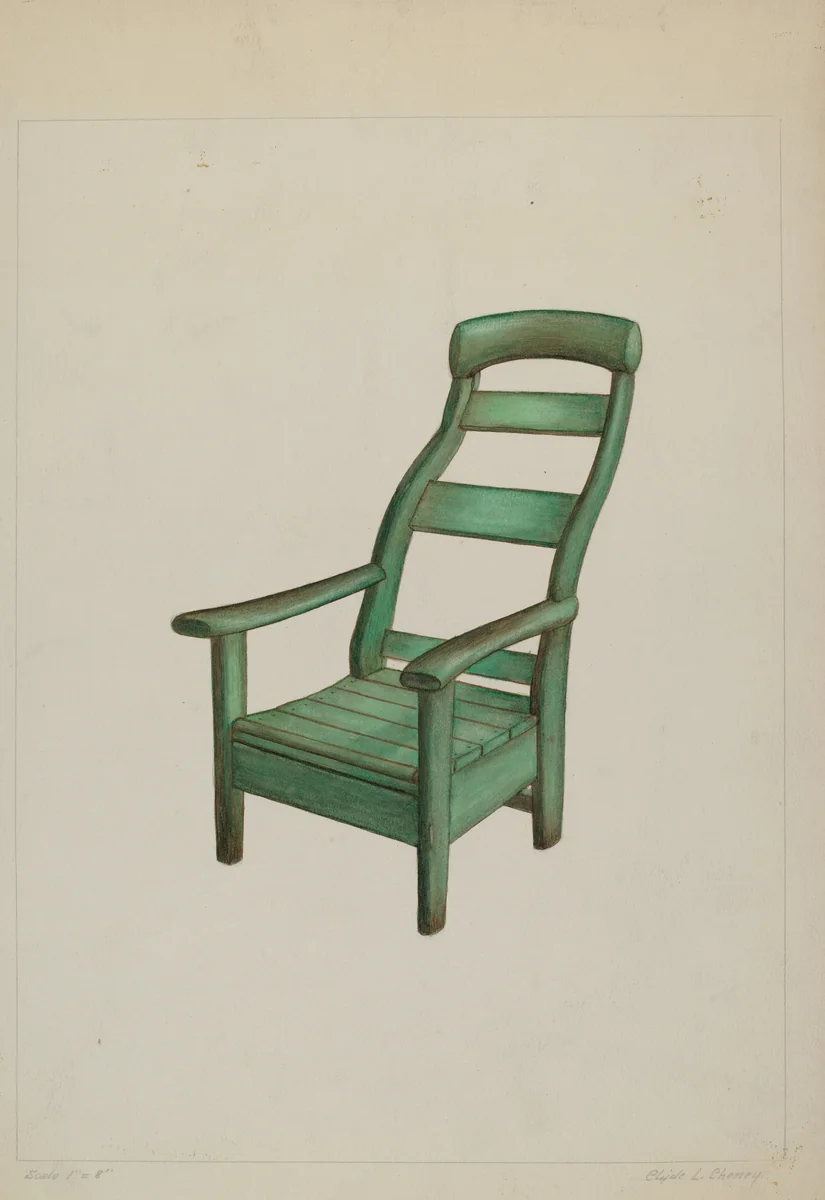 Wooden Chair by Clyde L. Cheney, index of american design, 1938