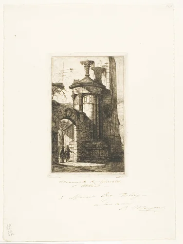 Entrance to the French Capuchin Monastery in Athens by Charles Meryon, print, 1854