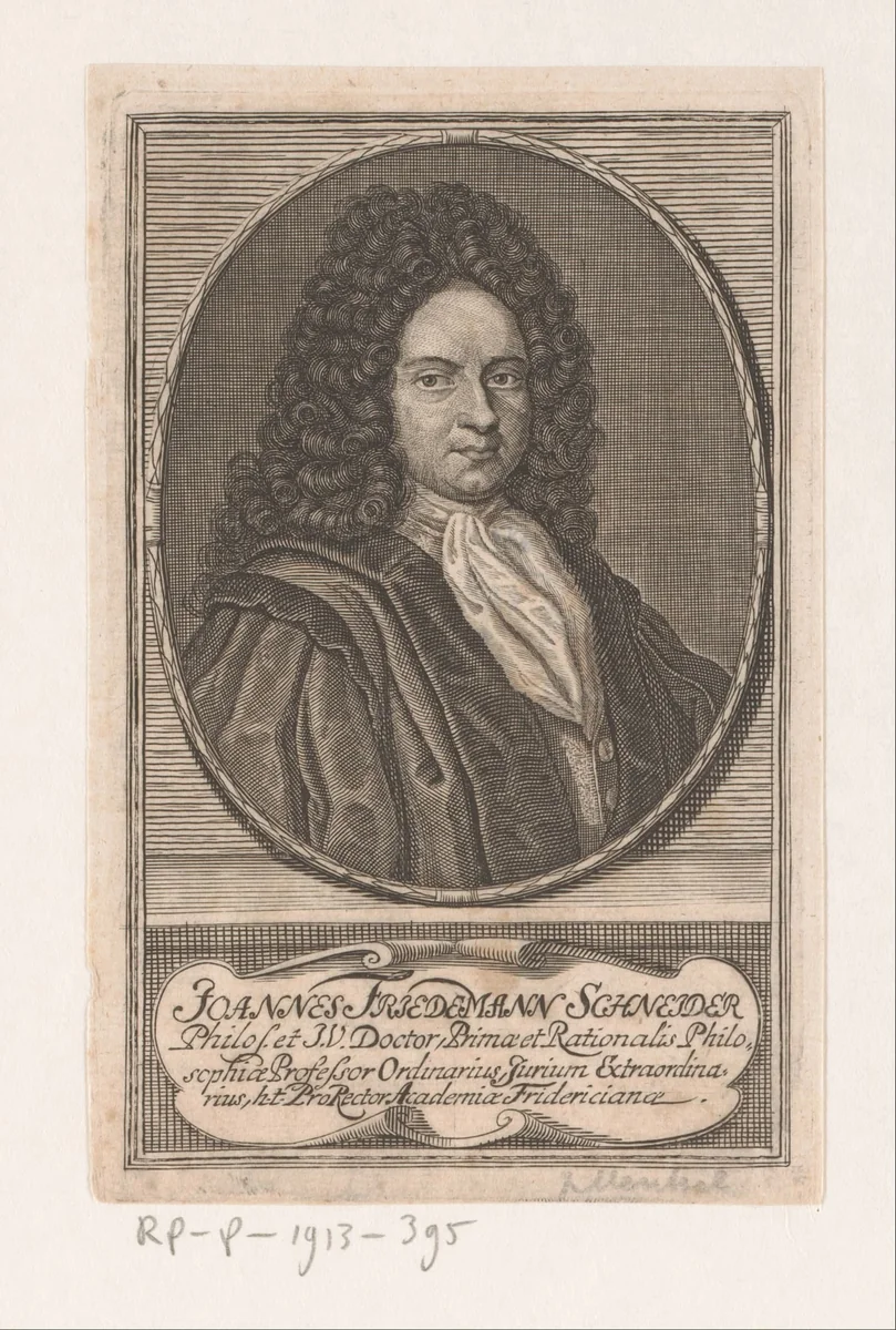Portret van Johann Friedemann Schneider by Johann Georg Mentzel, print, 1716