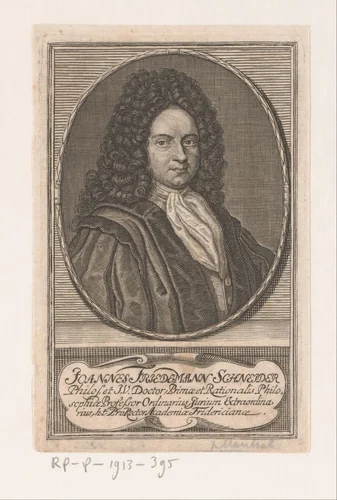 Portret van Johann Friedemann Schneider by Johann Georg Mentzel, print, 1716