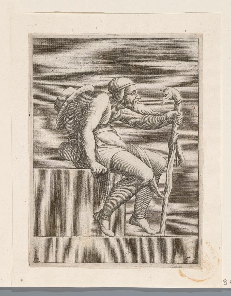 Man met een bochel by Unknown, print, 1585